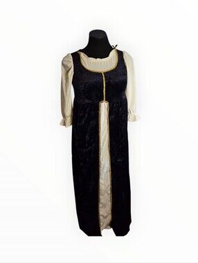 Ivory & Black Velvet Medieval-girls Costume Med